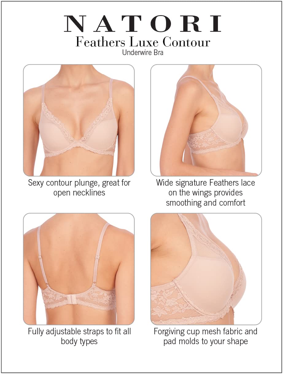 Natori Women's Feathers Luxe Plunge T-Shirt Underwire Bra 721255 - Image 3