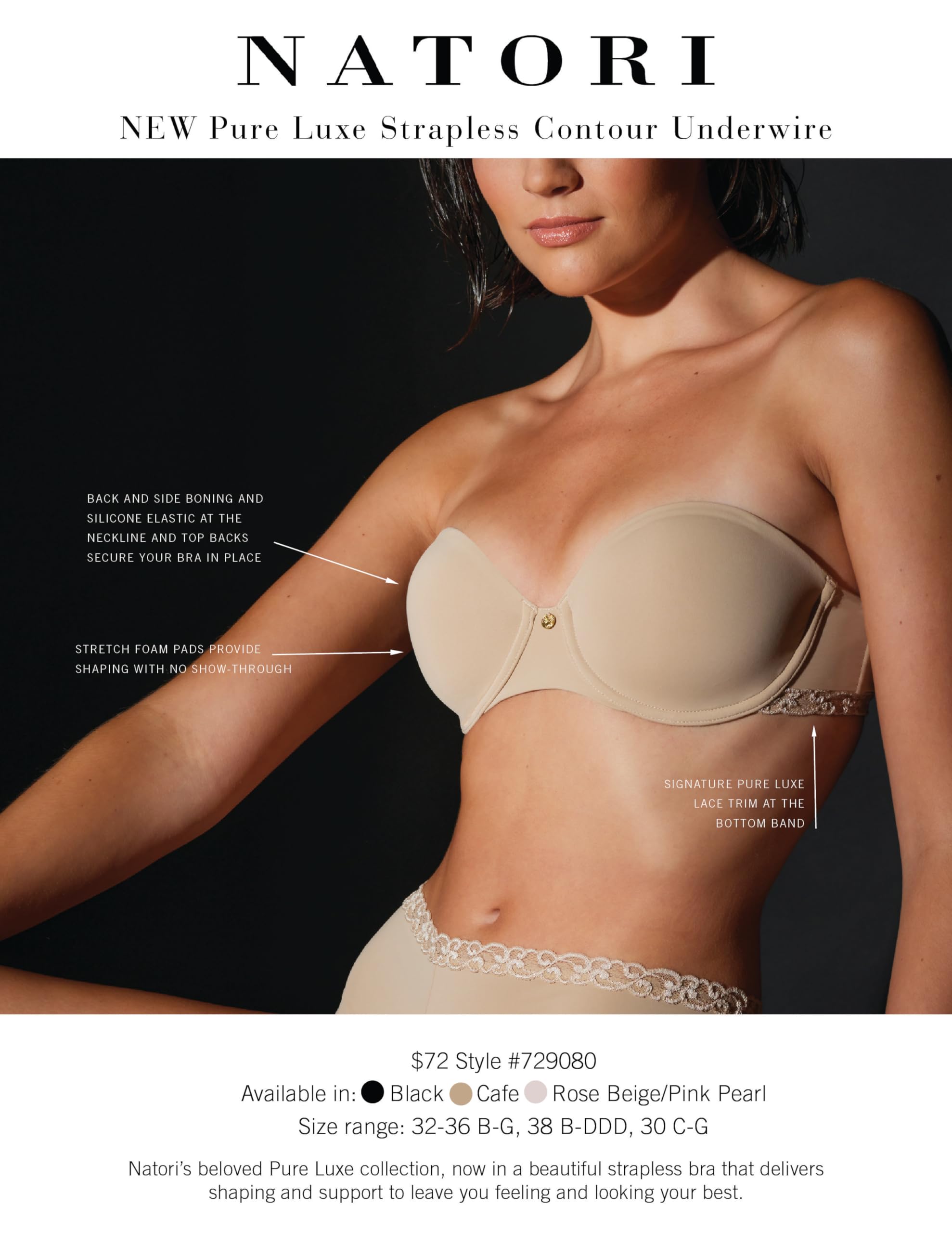 Natori Women's Pure Luxe Strapless Contour Underwire - Image 9